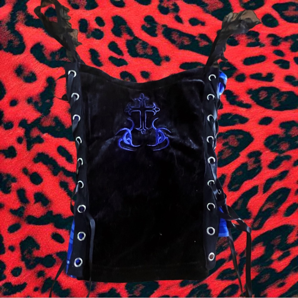 Black and Blue Velvet Women's top